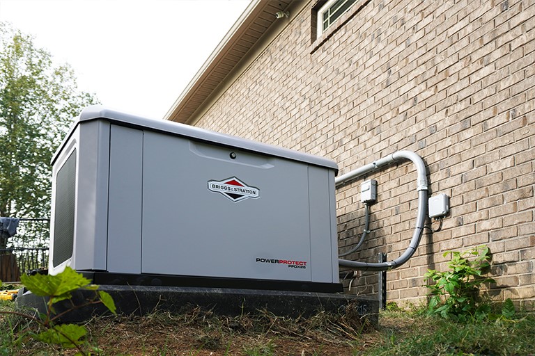 Briggs and Stratton generator outside of home