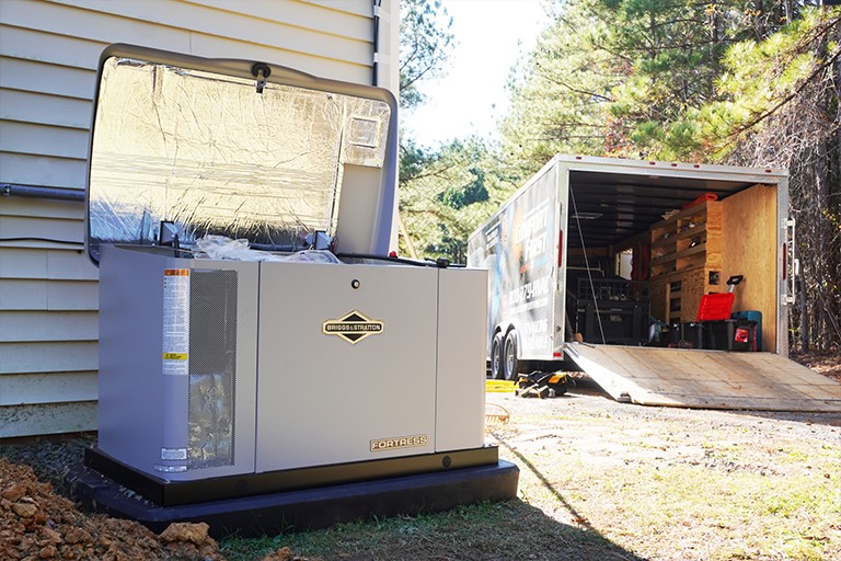 Briggs and Stratton generator outside of home