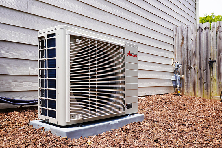 Heat pump outside of a home