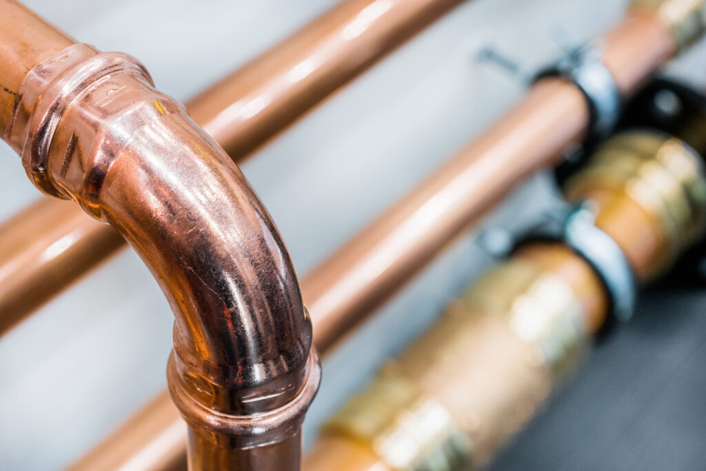 New copper plumbing pipes